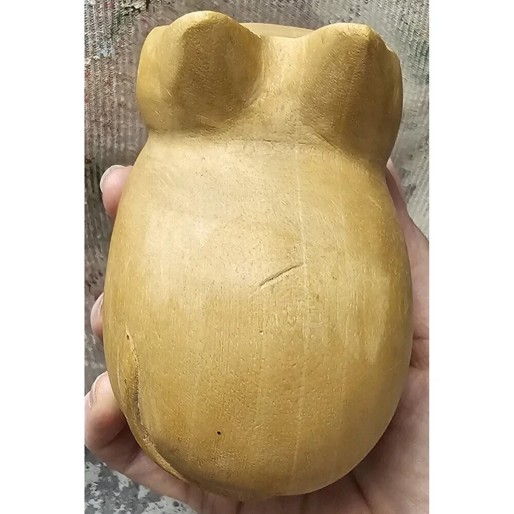 Arthur Court Designs 1980's Hand Carved Cat Wood Trinket Stash Box